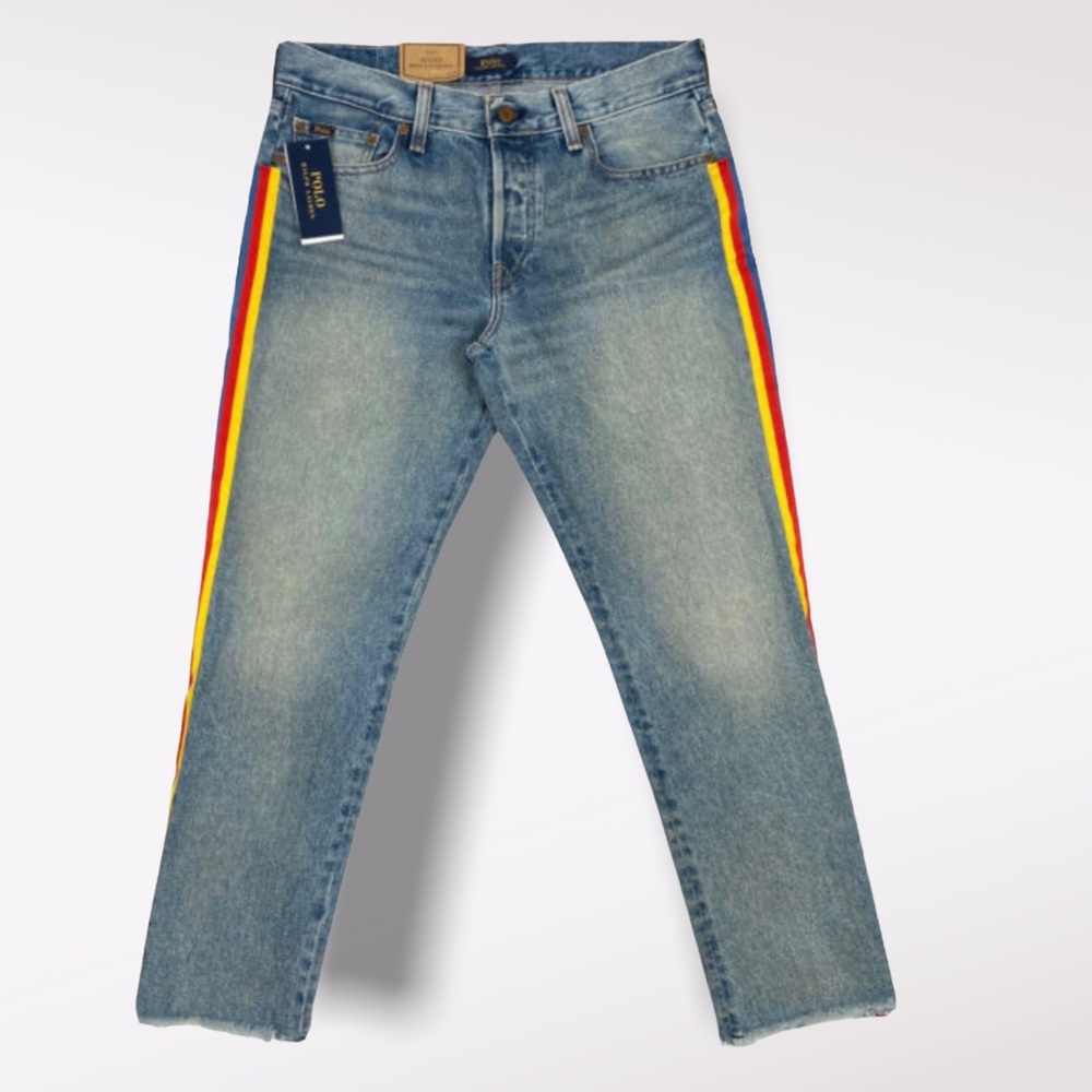 Polo Ralph Lauren Avery Denim Cropped Ribbon Stripes Size 26 & 27